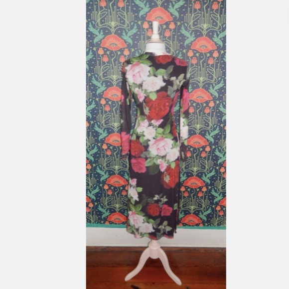 Jade Johnny Was Lolia Rose Print Mesh Midi Dress Nwt XS - Picture 9 of 9